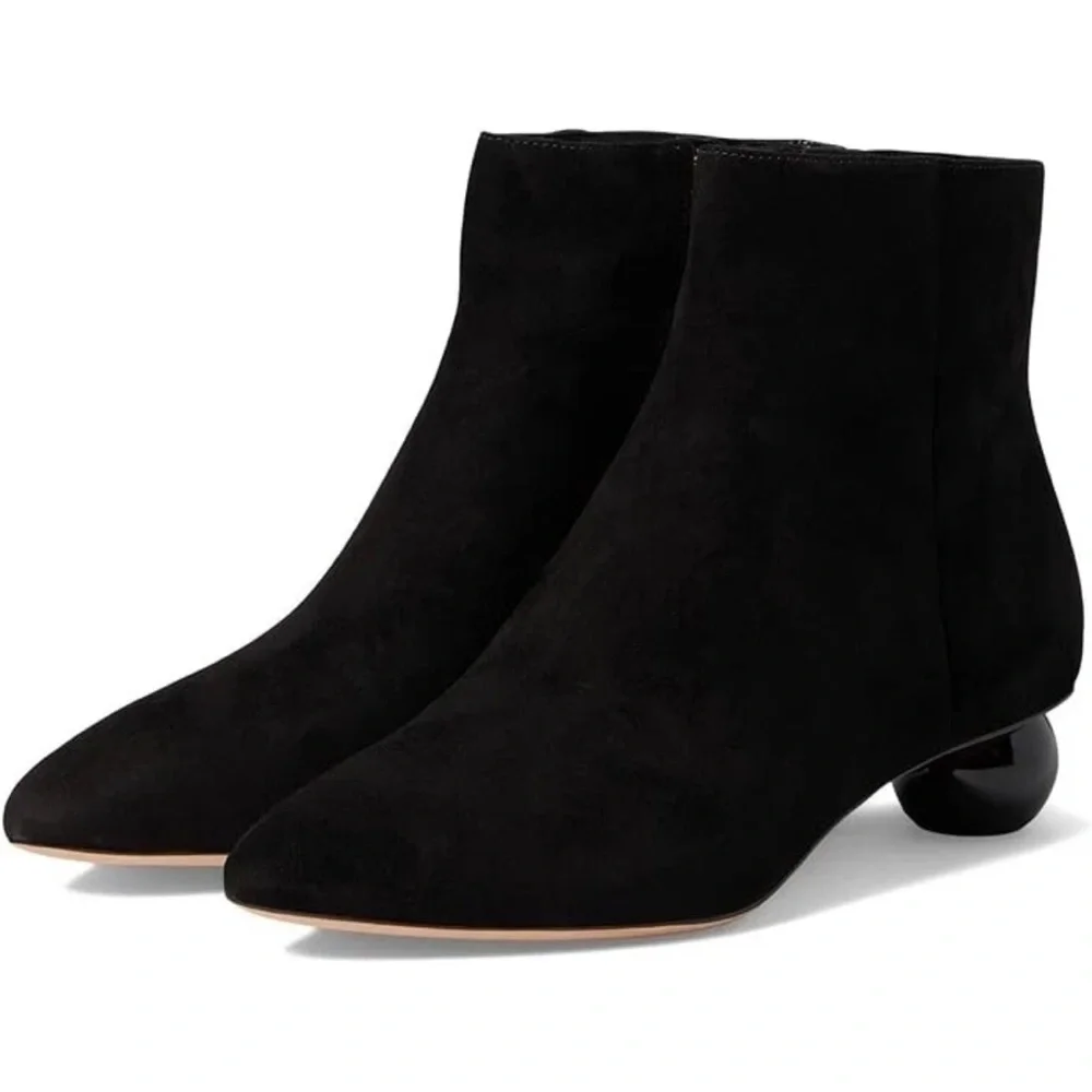 New Kate Spade Women's Black Leather Sydney Dress Booties Size 7.5B Narrow - Picture 3 of 16